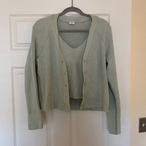 Abercrombie and Fitch Slim Corset Inspired Tank and Cardigan Set in light green